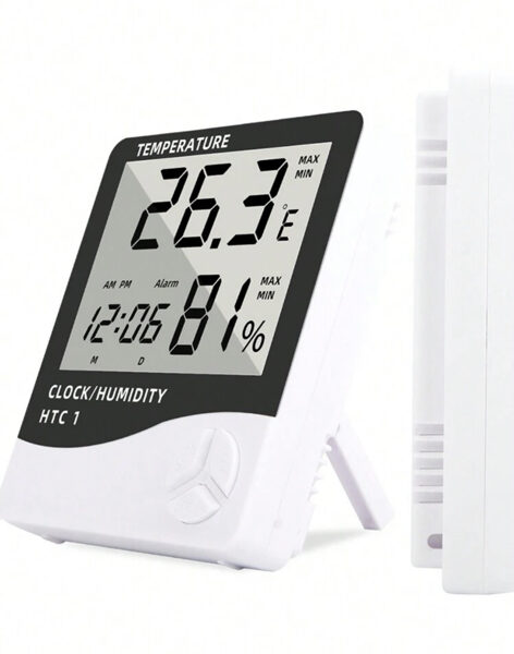 Higrometrs - termometrs ar pulksteņa un mitruma mērītāja funkcijām